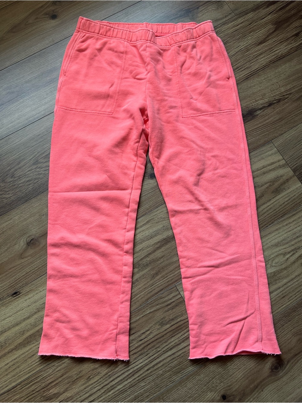 Aerie Raw Hem Wide Leg Crop Sweatpants Coral Pink Size L Large